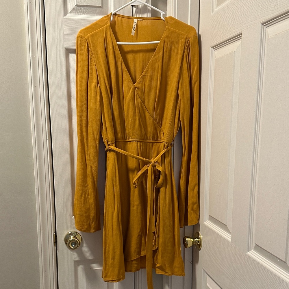 Miami Mustard Long Sleeve Wrap Dress